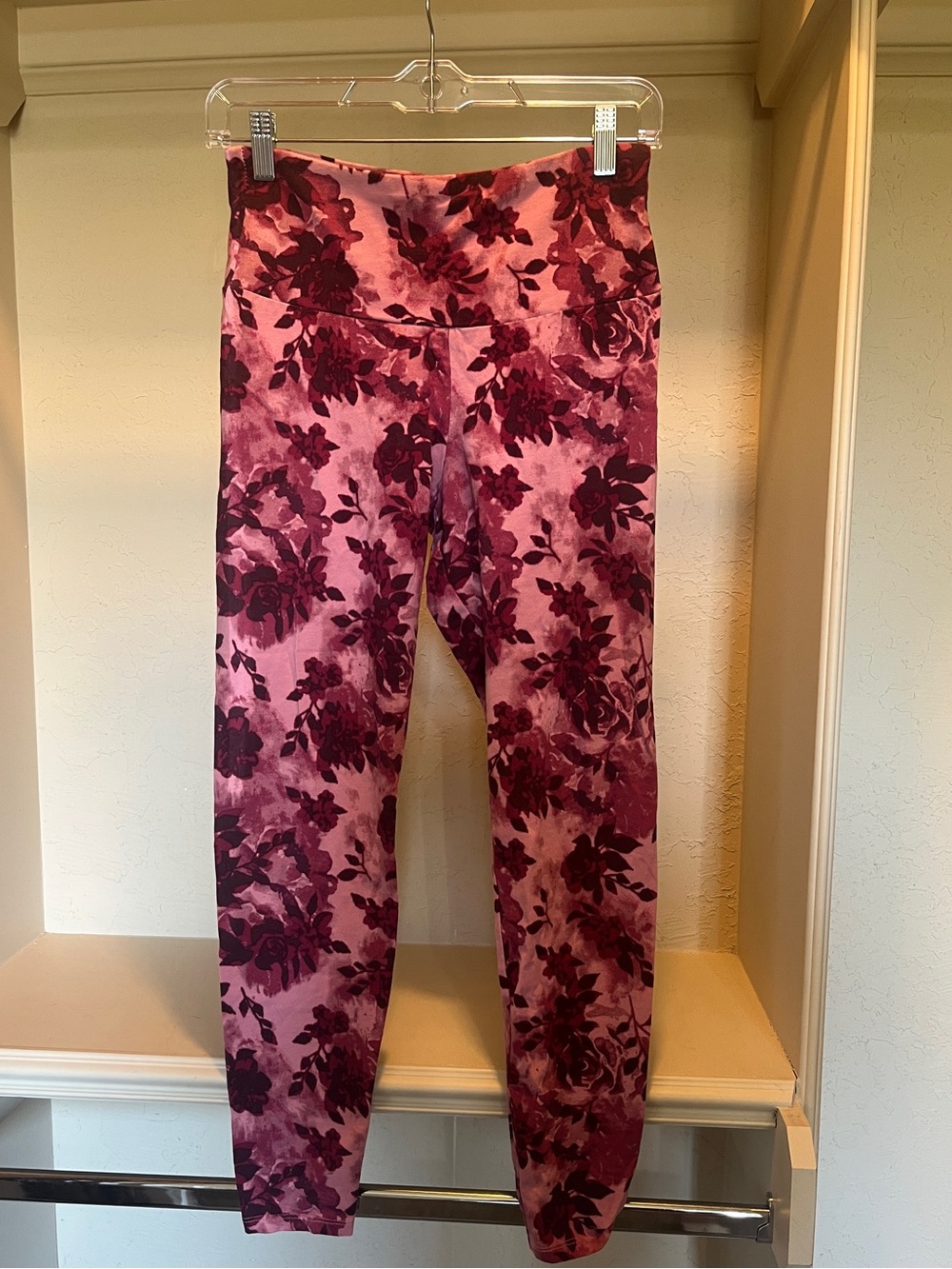 No Boundaries Mauve & Berry Floral High-Waist Leggings